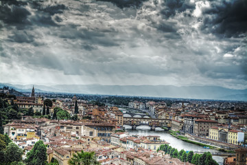 Fototapeta na wymiar Panorama of Florence under a grey sky