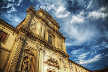 Fototapeta na wymiar San Marco church under a dramatic sky in Florence