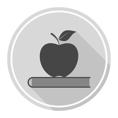 Education icon, Vector book with apple long shadow