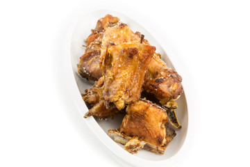 Deep fried chicken season with rock salt