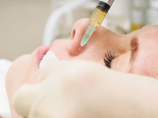 Cosmetology procedure mesoteraphy. Rejuvenation revitalization, skin nutrition, wrinkle reduction....