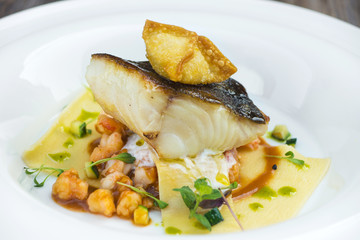 Black hake, prawns ragout and fresh pasta