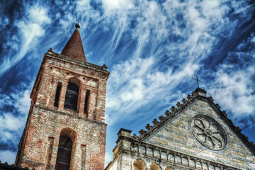 Fototapeta na wymiar Steeple and facade of San Paolo church in Pistoia