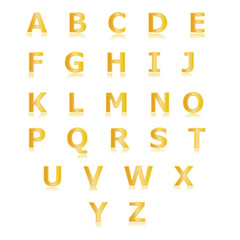 Gold alphabet set a to z vector