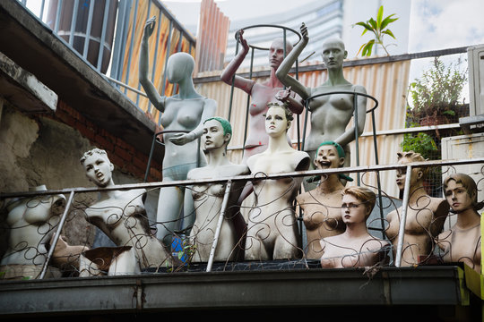 Mannequins on the roof of a building, Singapore