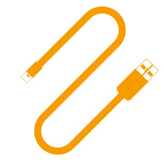 Icono plano conexion USB naranja #2