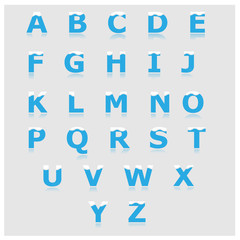 White and blue alphabet set a to z vector