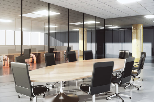 Modern conference room in a sunny office