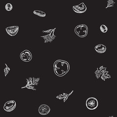 Veggie seamless vector pattern with vegetables