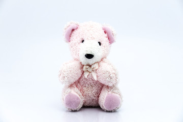 Obraz premium Pink teddy bear isolated on white background