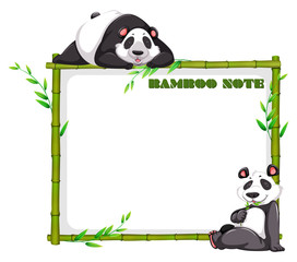 Border design with bamboo and panda