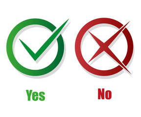 Icons Crosses and tick shadow flat style