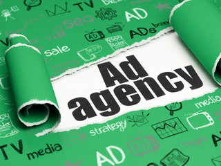 Advertising concept: black text Ad Agency under the piece of - 93902064