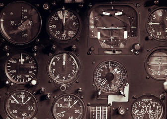 Vintage aircraft cockpit detail