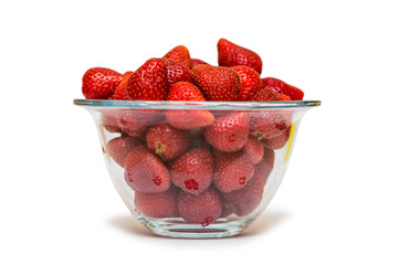 Strawberries arranged on the display