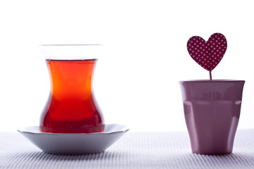 A glass of Turkish black tea