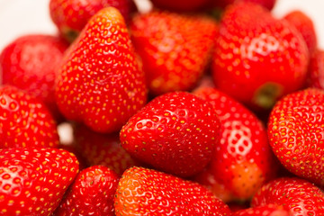 Strawberries arranged on the display