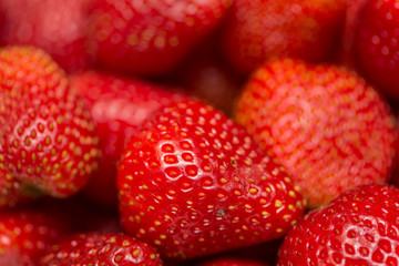 Strawberries arranged on the display