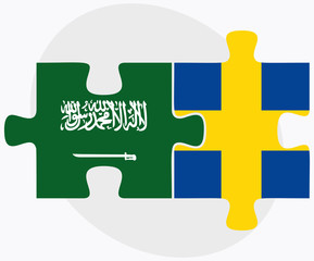 Saudi Arabia and Sweden Flags