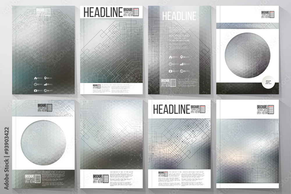 Poster technical construction with connected lines and dots. brochures