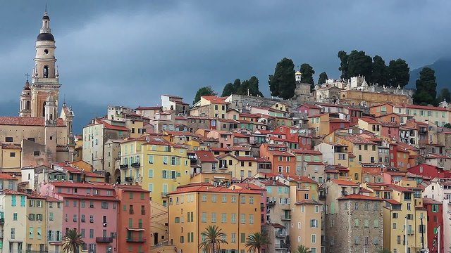 View of Menton Old Town Time-Lapse