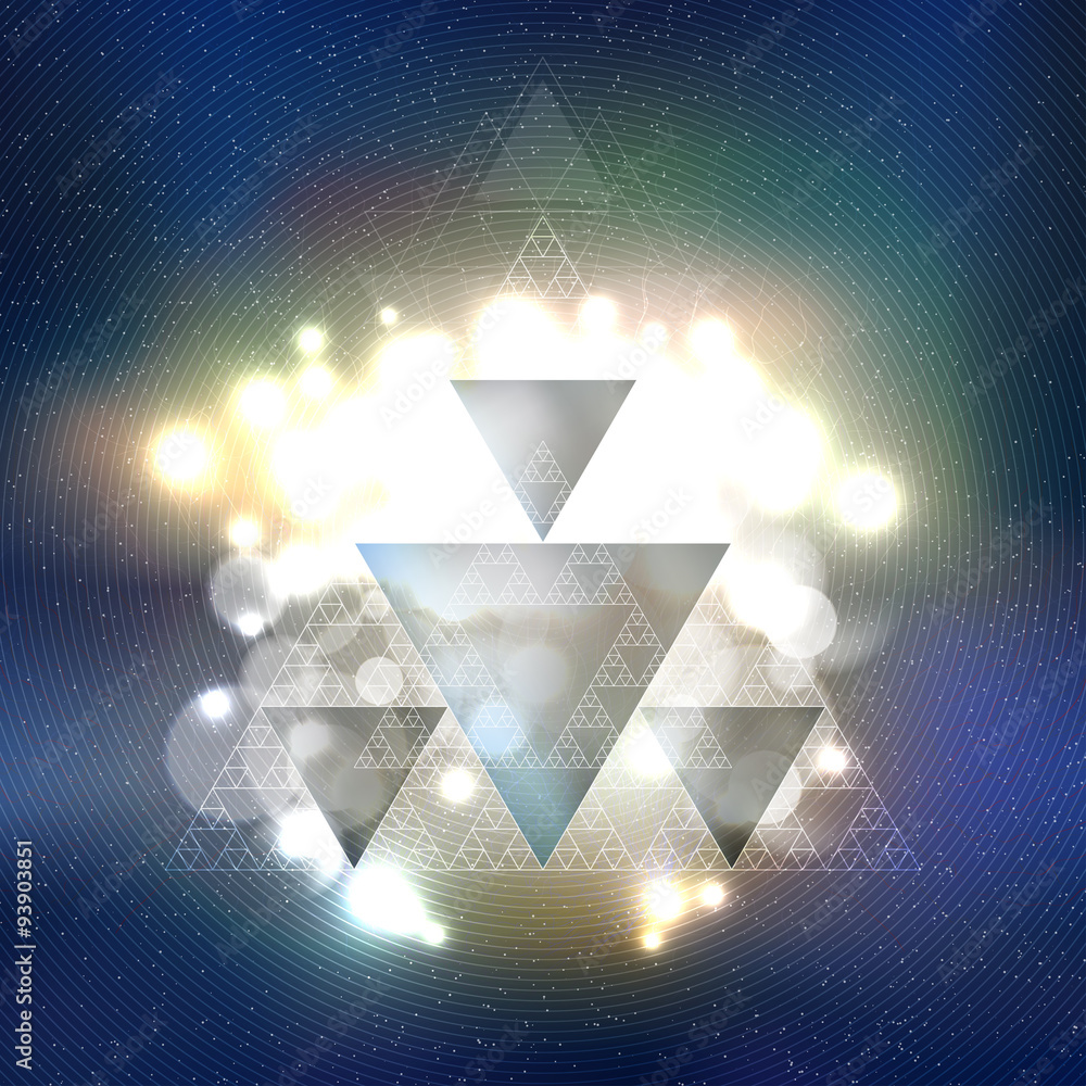Poster abstract multicolored background with bokeh lights and stars