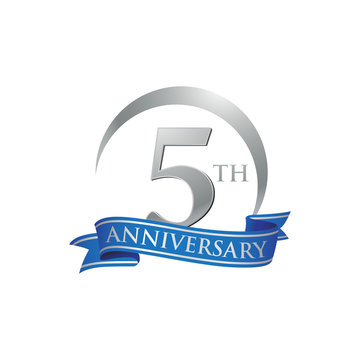 5th anniversary ring logo blue ribbon