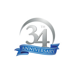 34th anniversary ring logo blue ribbon