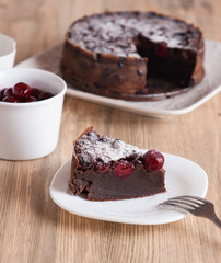 Chocolate cake with sour cherries