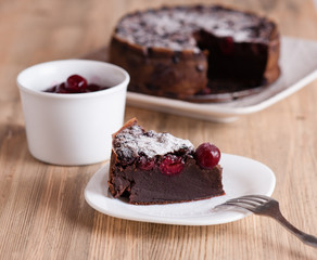 Chocolate cake with sour cherries