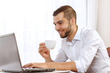 Young businessman on coffee break