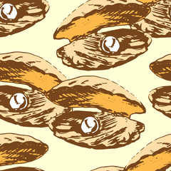 Seamless background with pearl oyster
