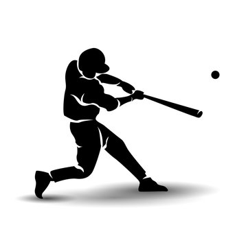 Vector silhouette of a baseball player