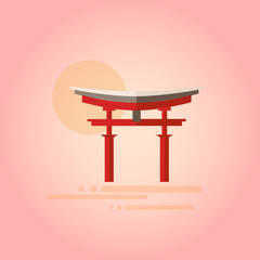 Japanese Pagoda in Flat Design 