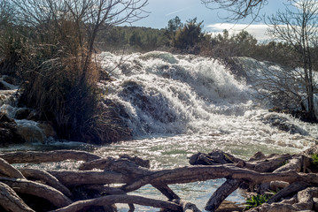 cascade in the nature reserve of the lagoon of Ruidera in Albacete, Castilla  la Mancha, Spain
