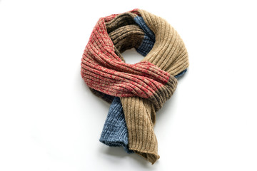 Warm scarf on a white background