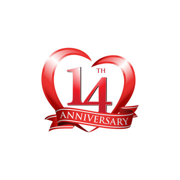 14th Anniversary Logo Red Heart Ribbon