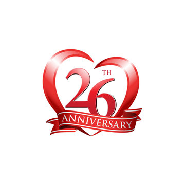 26th Anniversary Logo Red Heart Ribbon