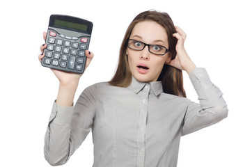 Woman in business concept isolated on white