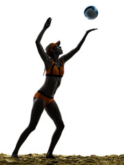 woman beach volley ball player silhouette