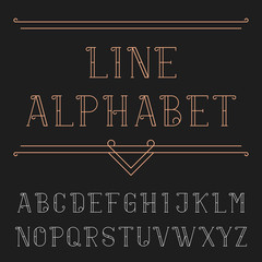 Line alphabet vector font.
Decorative letters in trendy outline style.
Vector typeset for headlines, posters etc.