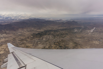landeanflug airport kabul city afghanistan