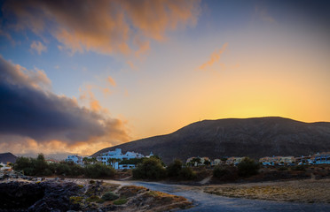 Wide volcano on Tenerife island during the sunset in the morning.