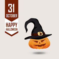 Happy Halloween card with pumpkin