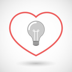 Line heart icon with a light bulb
