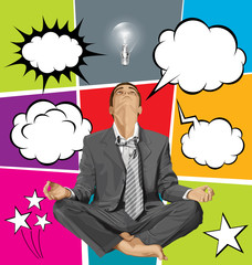 Big Set Of Bubble Speech And Man Looking Up