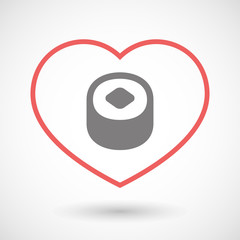 Line heart icon with a piece of sushi