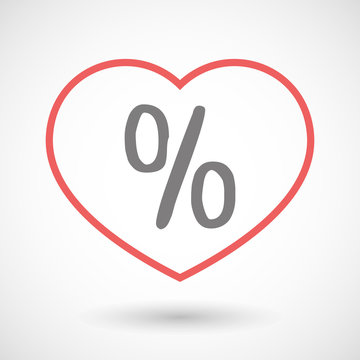 Line heart icon with a discount sign