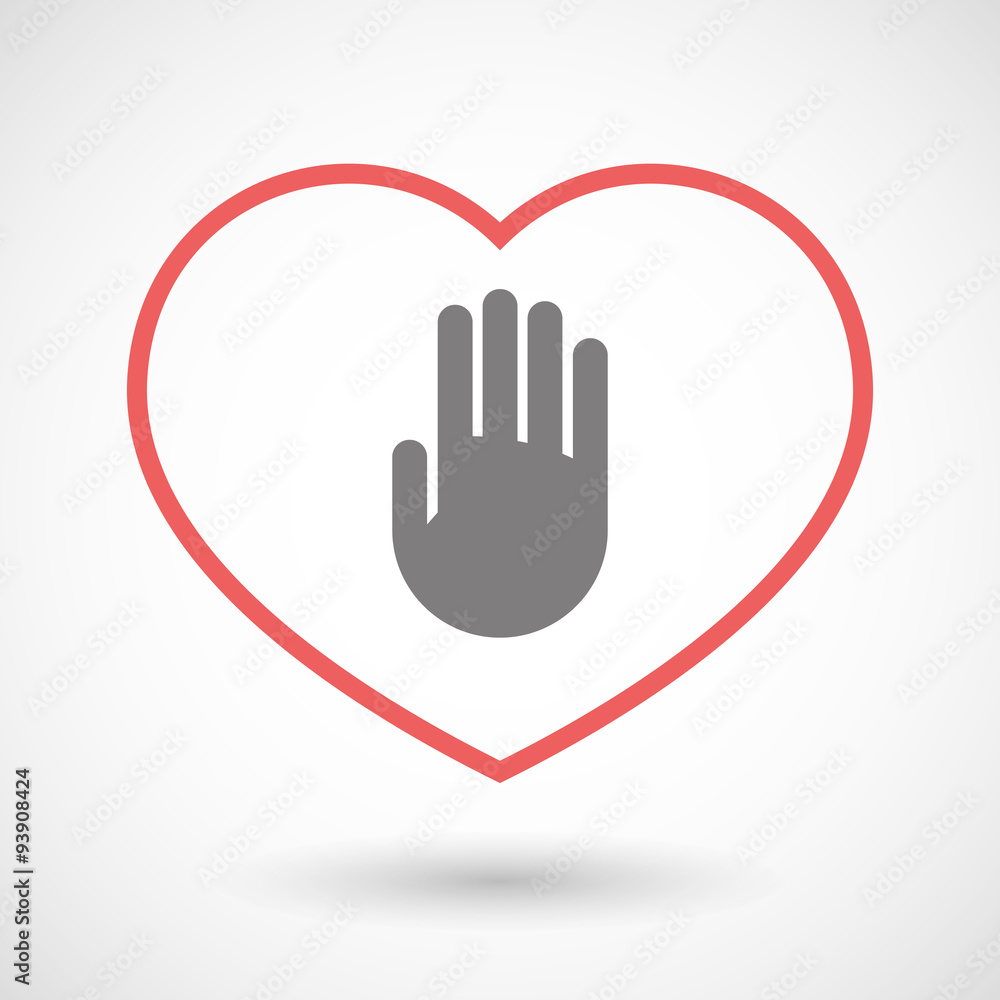 Poster line heart icon with a hand