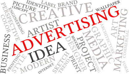 Fototapeta premium Creative advertising word cloud on a white background. 